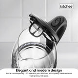 1.7L Electric Glass Kettle LED Blue Light 360 Automatic Cordless Water Boiling Jug - Side View