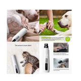 Electric Pet Nail Grinder for Dogs & Cats - Rechargeable Turbo Trimmer with LED Display & Whisper-Quiet Technology - Low Angle