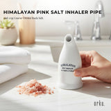 Orku Himalayan Pink Salt Inhaler Pipe Ceramic and 125g Coarse Crystal Rock Salt - Front View