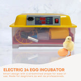 Rooster Farms Electric 24 Egg Incubator + Accessories for Chicken Quail Duck - Front View