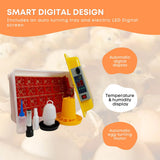 Rooster Farms Electric 24 Egg Incubator + Accessories for Chicken Quail Duck - Side View