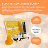 Rooster Farms Electric 48 Egg Incubator + Accessories for Chicken Quail Duck - Side View