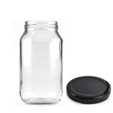 12x 500ml Flint Glass Jars + Twist Lids - Round Food Storage Preserving Jar - Front View