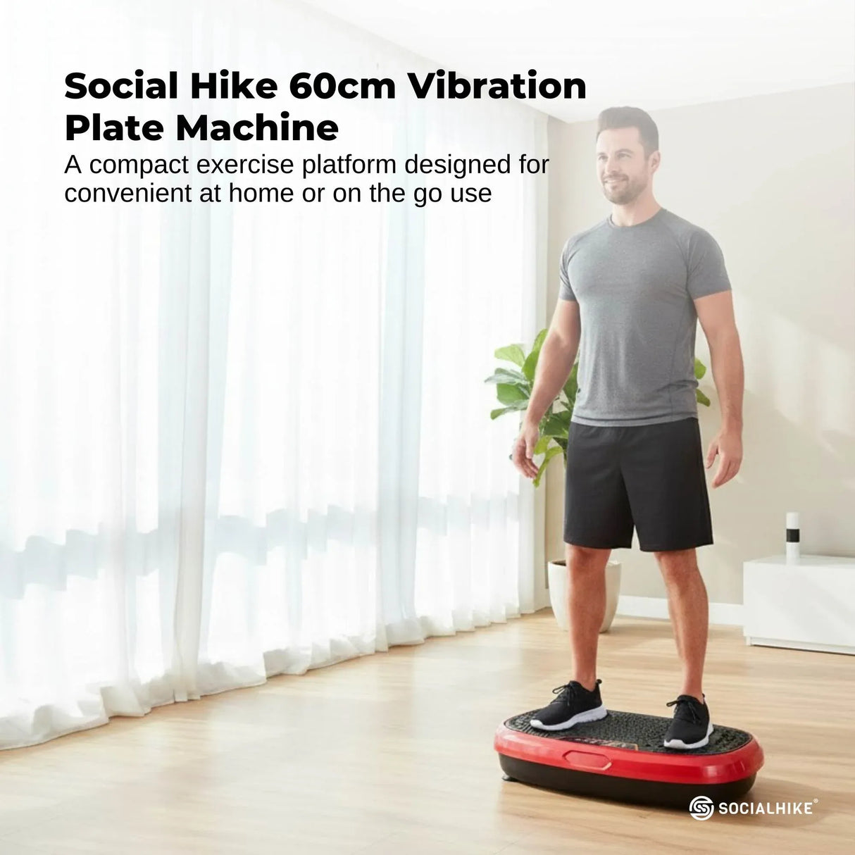 Social Hike 60cm Vibration Plate Machine Full Body Exercise Platform Red