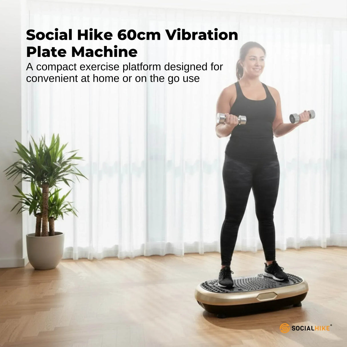 Social Hike 60cm Vibration Plate Machine Full Body Exercise Platform Gold