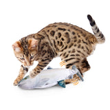 Jittering Sardine Cat Toy Flopping Dancing Fish + Catnip Silvervine Electric USB - Front View