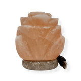 USB Colour Changing Salt Himalayan Lamp - Flower Shape Pink Rock LED Light - Front View