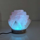 USB Colour Changing Salt Himalayan Lamp - Flower Shape Pink Rock LED Light - Top-Down View