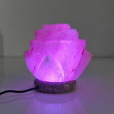 USB Colour Changing Salt Himalayan Lamp - Flower Shape Pink Rock LED Light - 45-Degree Angle