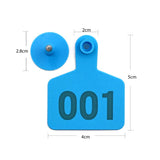 1-100 Cattle Number Ear Tags 5x4cm Set - Small Blue Pig Goat Livestock Label - Front View