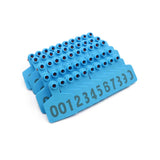 1-100 Cattle Number Ear Tags 5x4cm Set - Small Blue Pig Goat Livestock Label - Side View