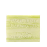 10x 100g Plant Oil Soap Basil Lime Mandarin Scent Pure Natural Vegetable Base Bar - Side View