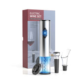 Electric Wine Bottle Opener Set - Automatic Corkscrew Pourer Pump Sealer Cutter - Front View