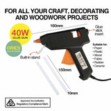 40w Hot Glue Gun Handy Hardware SAA RCM Craft Adhesive 2x 11mmx100mm Sticks - Front View