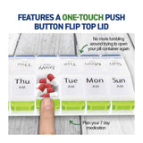 7-Day AM/PM Pill Organizer with 14 Compartments and One-Touch Push Button - Side View