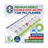 7-Day AM/PM Pill Organizer with 14 Compartments and One-Touch Push Button - Top-Down View