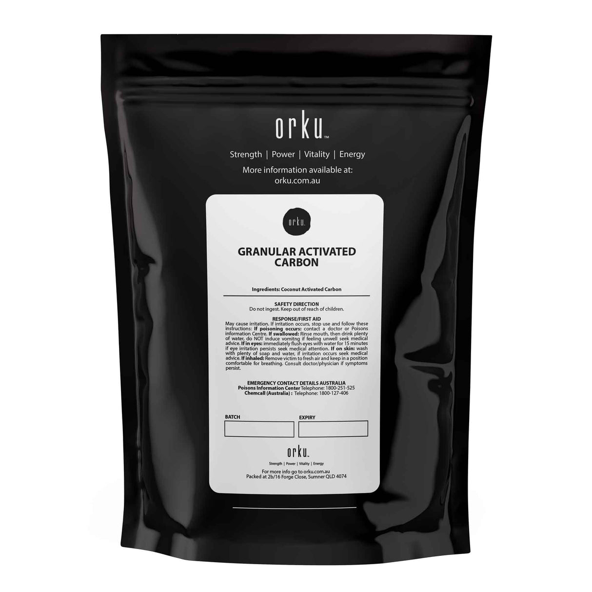 Orku 100g Granular Activated Carbon GAC Coconut Shell Charcoal Filtration Media