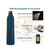 LED Light Pet Nail Grinder Dog Cat Electric Trimmer 2 Speed Rechargeable Filer - 45-Degree Angle