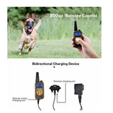 Dog Bark Collars - 3x 800m Range Recievers Vibration Sound Light Training Device - Rear View