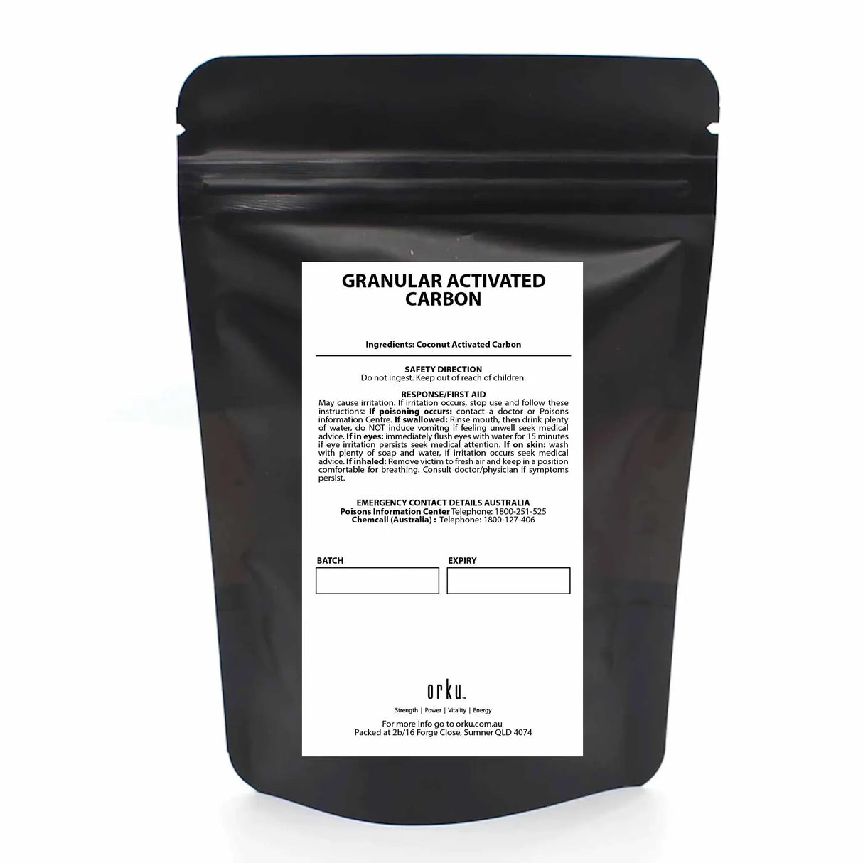 Orku Bulk 20Kg Granular Activated Carbon GAC Coconut Shell Charcoal Filtration
