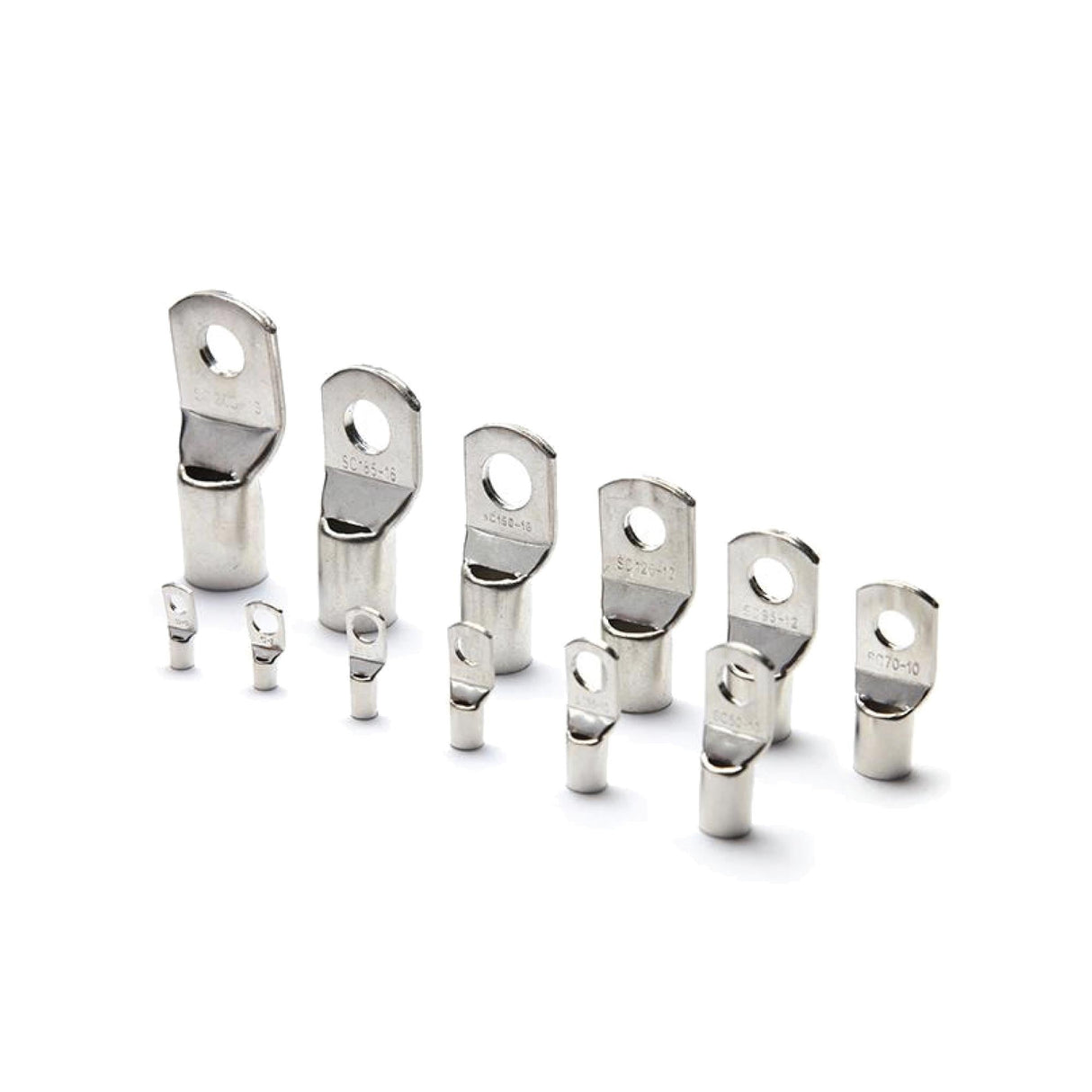Complete 120-Piece Set of Tin-Plated Copper Cable Lugs with Storage Container for Electrical Connections