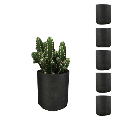 6 Pck 0.6 Gallon Fabric Flower Pots 2.4L Garden Planter Bags Black Felt Root Pouch