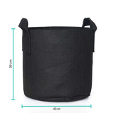 6 Pck 10 Gallon Fabric Flower Pots 38L Garden Planter Bags Black Felt Root Pouch - Front View