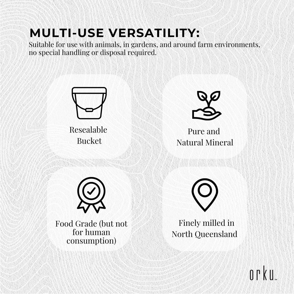 Orku 3Kg Fossil Shell Flour Tub - Livestock Garden Diatomaceous Earth