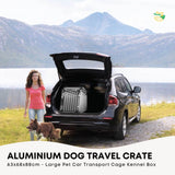Aluminium Dog Travel Crate 63x68x88cm - Large Pet Car Transport Cage  Kennel Box - Front View