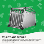 Aluminium Dog Travel Crate 63x68x88cm - Large Pet Car Transport Cage Kennel Box