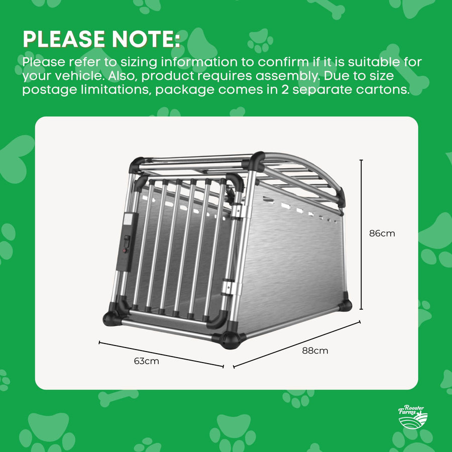 Aluminium Dog Travel Crate 63x68x88cm - Large Pet Car Transport Cage Kennel Box