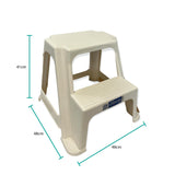 Large Two Step Stool 41cm White Plastic Foot Stairs Step Ladder - Front View
