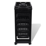 6 Tier Hairdressing Trolley Black 82x49x32cm Salon Hair Colouring Rolling Cart - Side View