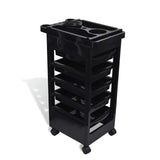 6 Tier Hairdressing Trolley Black 82x49x32cm Salon Hair Colouring Rolling Cart - 45-Degree Angle