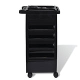 Ellie & Ruby 6 Tier Hairdressing Trolley Black 82x49x32cm Salon Rolling Cart - Rear View