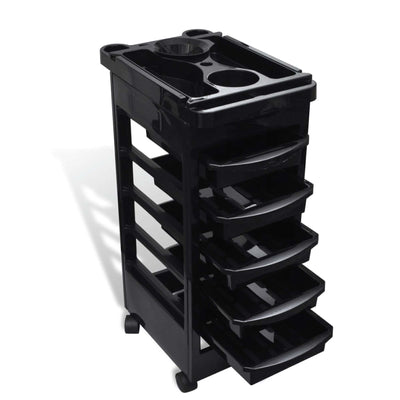 Ellie & Ruby 6 Tier Hairdressing Trolley Black 82x49x32cm Salon Rolling Cart