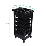 Ellie & Ruby 6 Tier Hairdressing Trolley Black 82x49x32cm Salon Rolling Cart - Front View