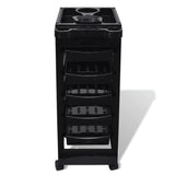 Ellie & Ruby 6 Tier Hairdressing Trolley Black 82x49x32cm Salon Rolling Cart - Side View