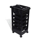 Ellie & Ruby 6 Tier Hairdressing Trolley Black 82x49x32cm Salon Rolling Cart - 45-Degree Angle