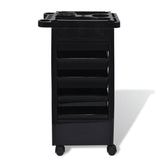 Ellie & Ruby 6 Tier Hairdressing Trolley Black 82x49x32cm Salon Rolling Cart - Rear View
