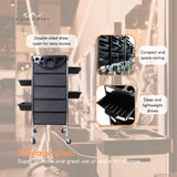 5 Drawer Hairdressing Trolley Black 90x30x36cm Hair Salon Beauty Rolling Cart - Rear View