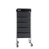 5 Drawer Hairdressing Trolley Black 90x30x36cm Hair Salon Beauty Rolling Cart - Extra Image