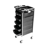 5 Drawer Hairdressing Trolley Black 90x30x36cm Hair Salon Beauty Rolling Cart - Extra Image
