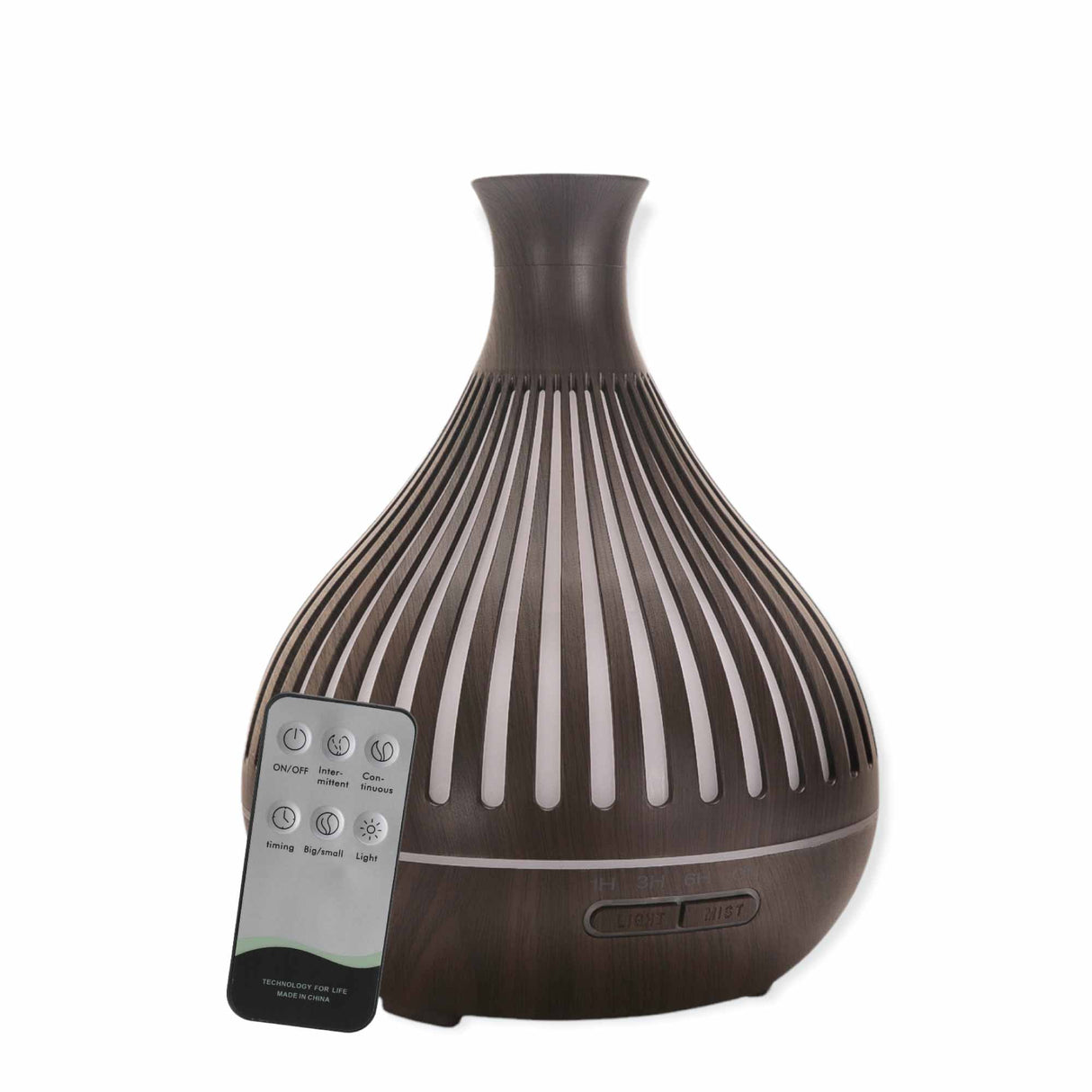 Ultrasonic Essential Oil Diffuser with Remote Control - 400ml Dark Wood Humidifier