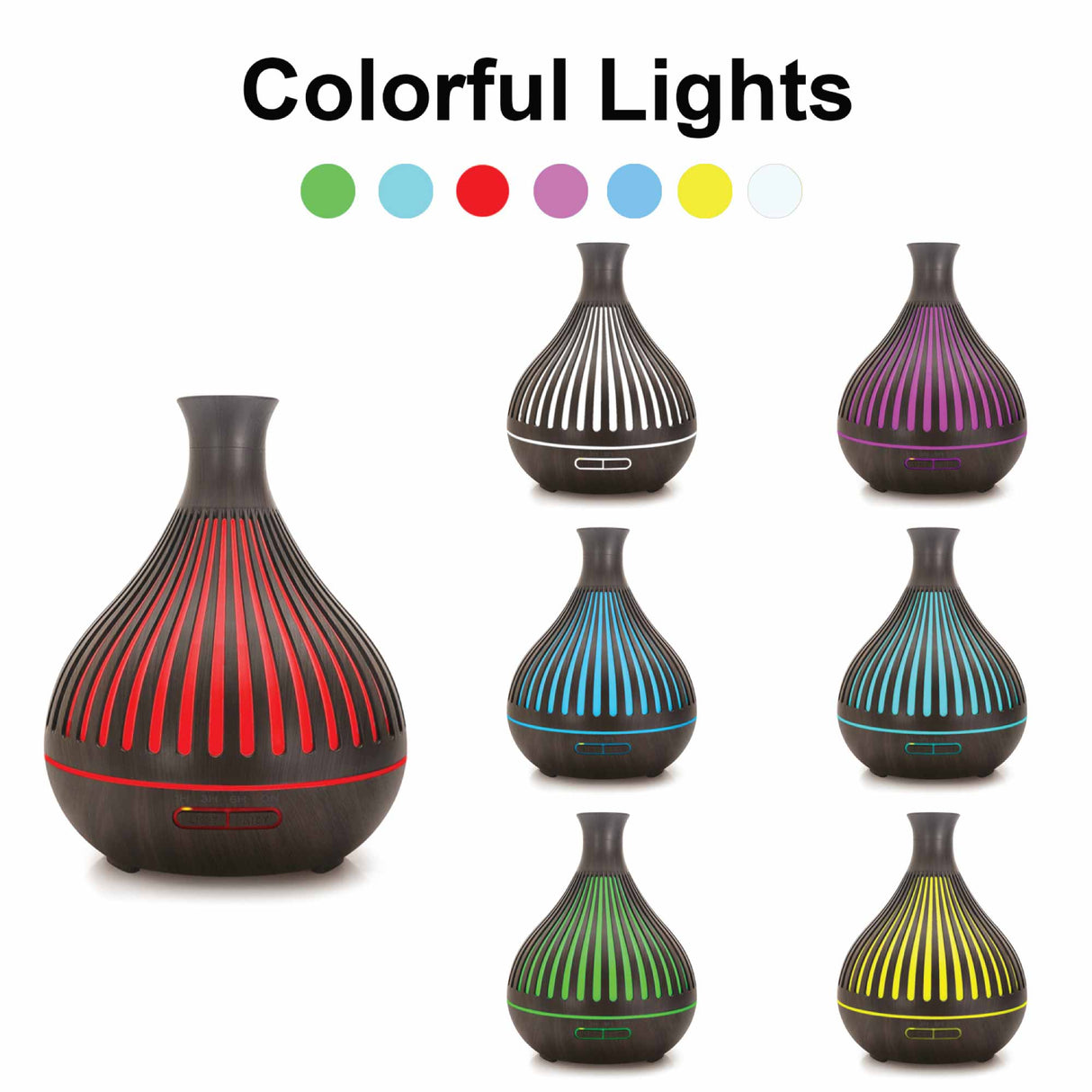 Ultrasonic Essential Oil Diffuser with Remote Control - 400ml Dark Wood Humidifier