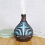 Ultrasonic Essential Oil Diffuser with Remote Control - 400ml Dark Wood Humidifier - 45-Degree Angle