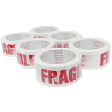 1x Fragile Packing Tape 48mmx75m - Long Rolls Red White Packaging Adhesive Label - Side View