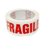 1x Fragile Packing Tape 48mmx75m - Long Rolls Red White Packaging Adhesive Label - Top-Down View