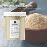 600g Organic Ashwagandha Root Powder Tub Withania Somnifera Herb Supplement - Front View