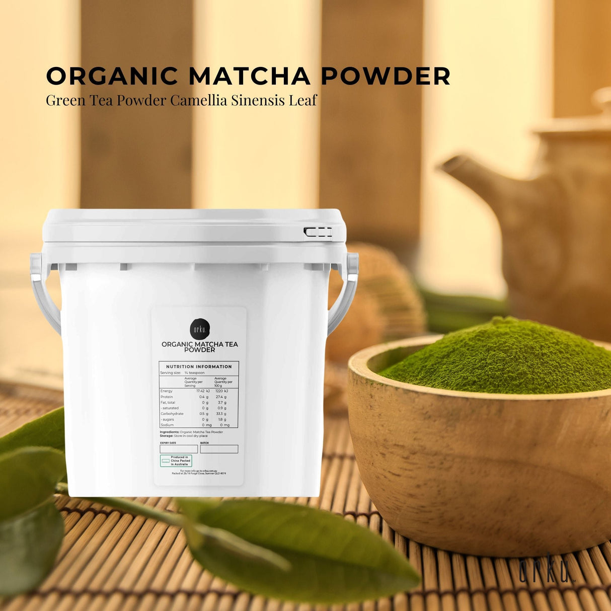 2.5Kg Premium Organic Matcha Green Tea Powder  Camellia Sinensis Superfood Bucket